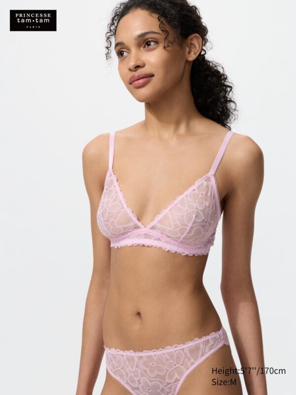 Плоский кружевной Беспроводной бюстгальтер с цветочным рисунком