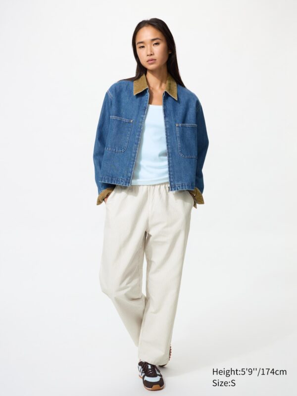 Хлопчатобумажные брюки свободного кроя до щиколоток (в полоску)