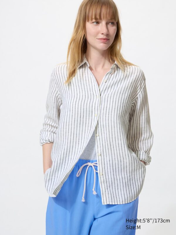 Рубашка из 100% высококачественного льна (в полоску)