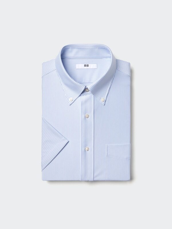 Рубашка из сухого трикотажа, не поддающегося проглаживанию утюгом / на пуговицах/в полоску