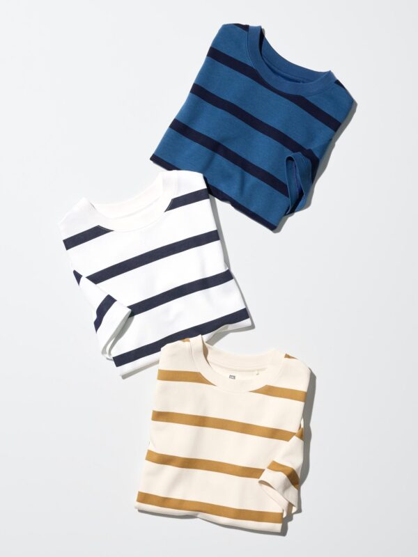 Футболка с круглым вырезом и окантовкой из хлопка Airism Cotton Border