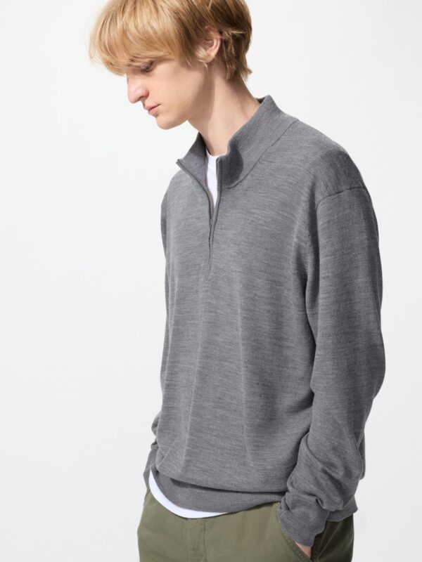 Свитер наполовину застегивающийся на молнию из мериноса