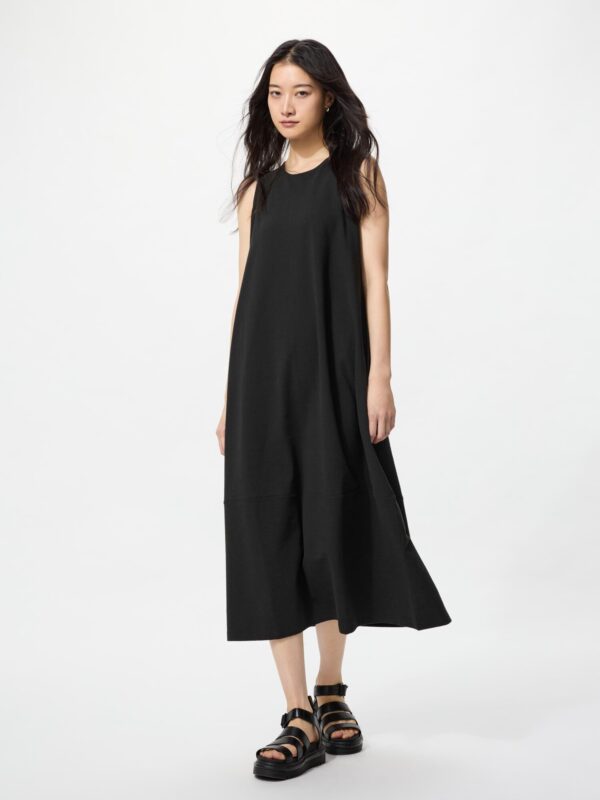 Платье-баллончик из джерси / Без рукавов / Длинное