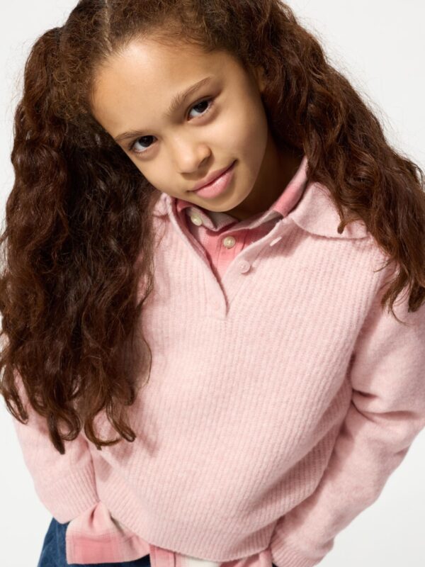 Свитер-поло из пряжи-суфле для ДЕВОЧЕК