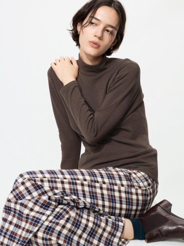 Ультратеплая футболка Heattech с высоким воротом и длинными рукавами