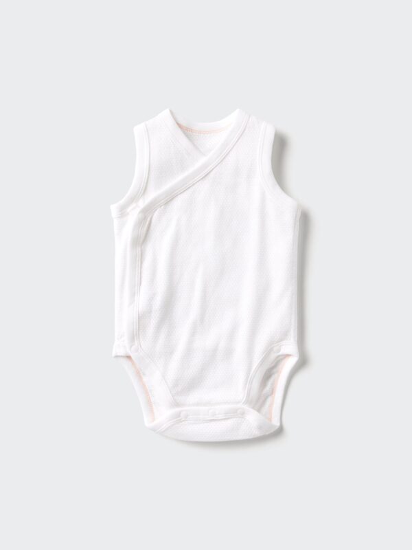 Боди из хлопка в сетку без рукавов с застёжкой спереди