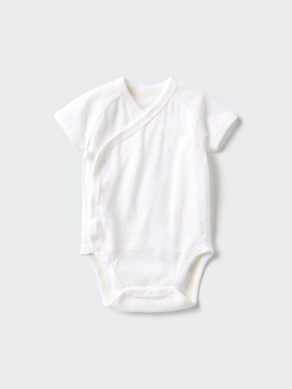 Хлопковое сетчатое боди с застежкой спереди