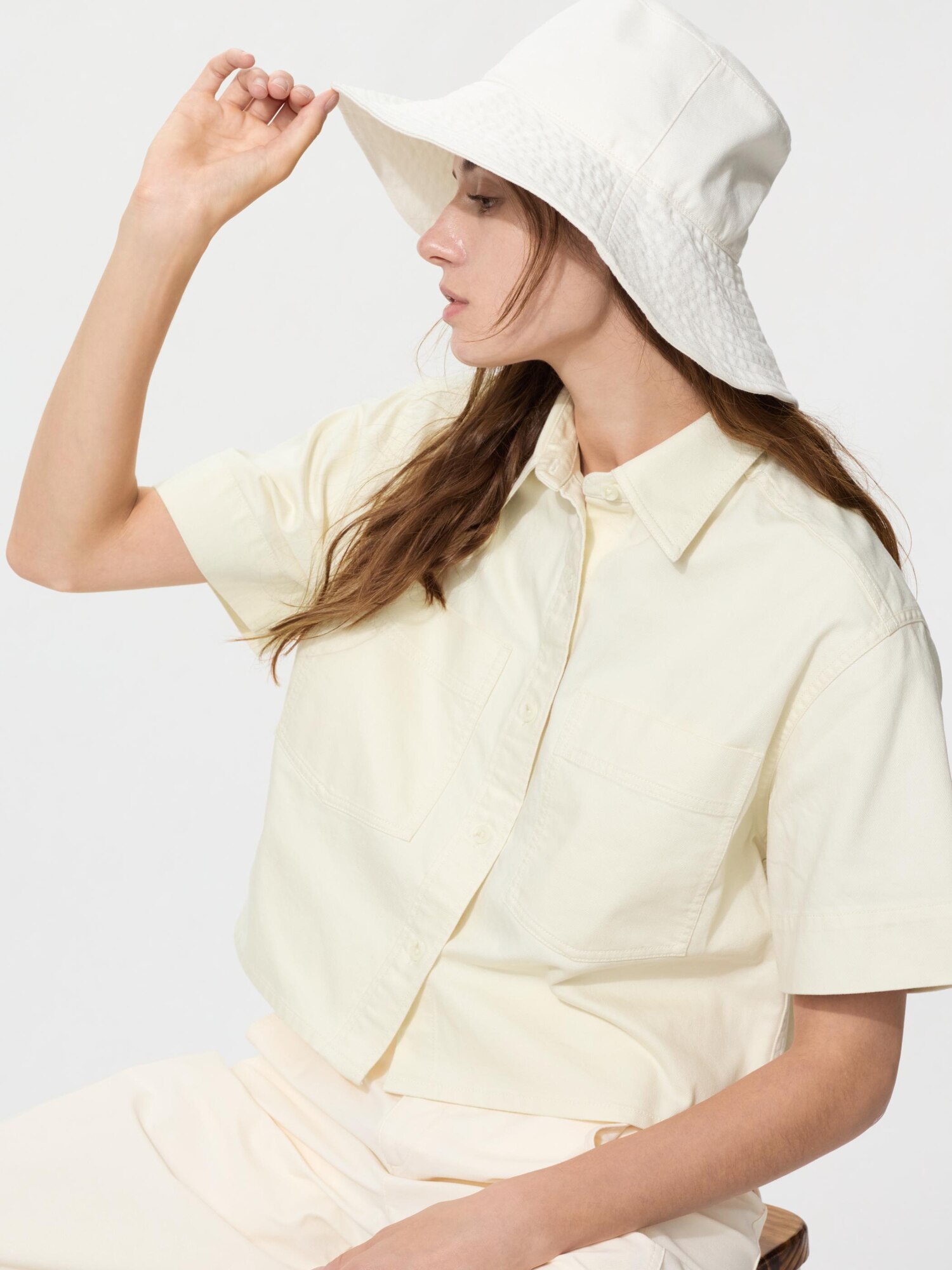 Шляпа с широкими полями из хлопка и льна с защитой от UV