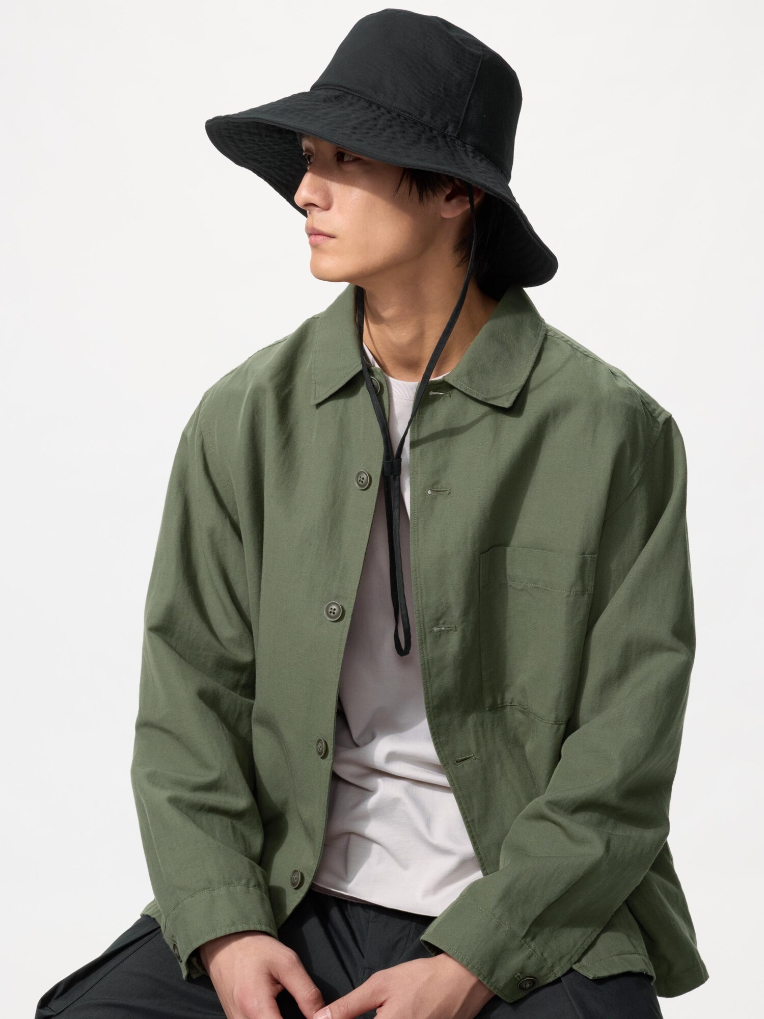 Шляпа с широкими полями из хлопка и льна с защитой от UV