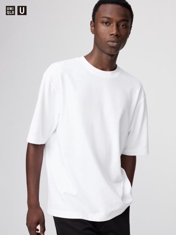 Хлопковая футболка оверсайз Airism с рукавом 5 минут