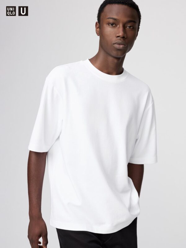 Футболка AIRism хлопковая оверсайз с круглым вырезом (рукав до локтя)