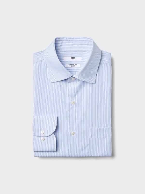 Сверхширокая неглаженная рубашка зауженного кроя / Полуширокая/в полоску