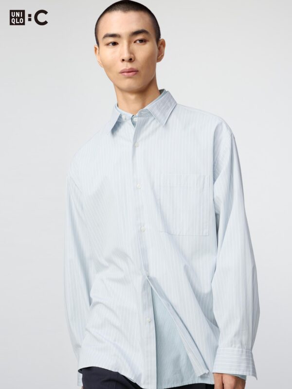 Оверсайз рубашка из броде в полоску