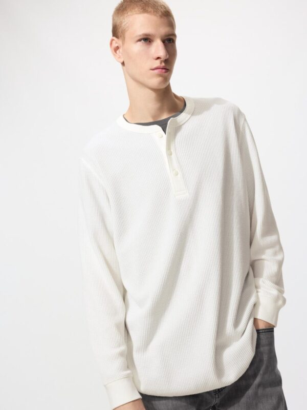 Футболка с вафельным вырезом Henry и длинными рукавами