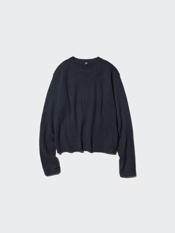 Мини-свитер с круглым вырезом и кабельными каналами