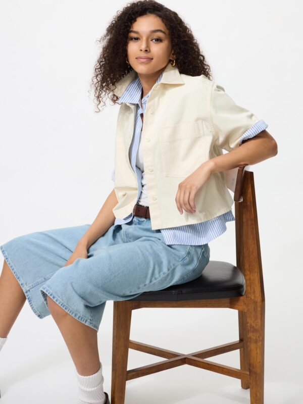 Джинсовая boxy-рубашка с рукавами до локтя