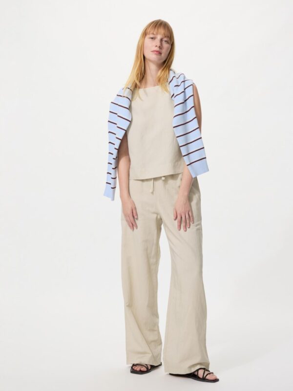 Легкие брюки из льняной смеси большой длины