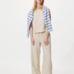 Легкие брюки из льняной смеси большой длины