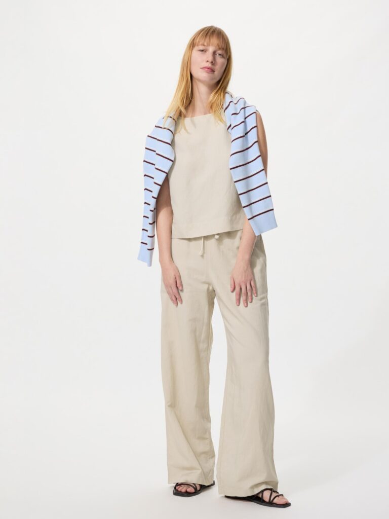 Легкие брюки из льняной смеси большой длины