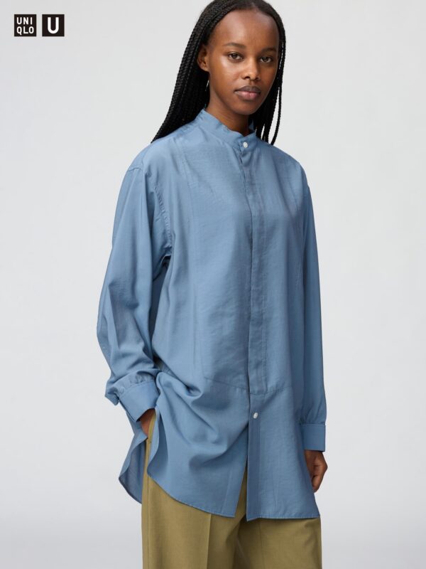 Рубашка с воротником-стойкой