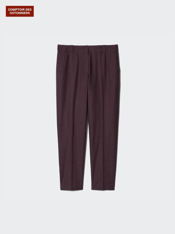 Брюки-укороченные из льна и хлопка