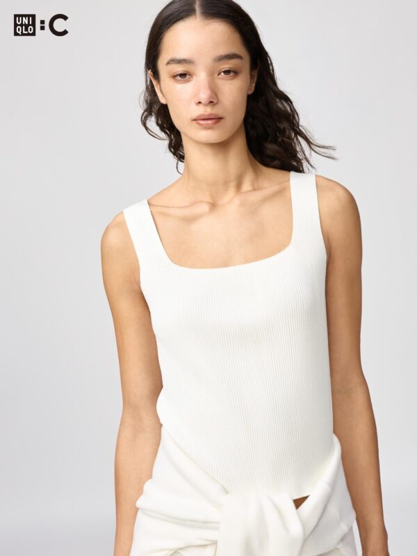 Безрукавный свитер 3D rib с квадратным вырезом