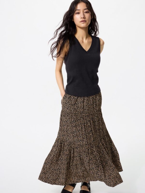 Макси-юбка с воланами, слегка укороченная длина