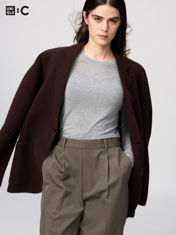 Очень теплая футболка с круглым вырезом из кашемировой смеси Heattech