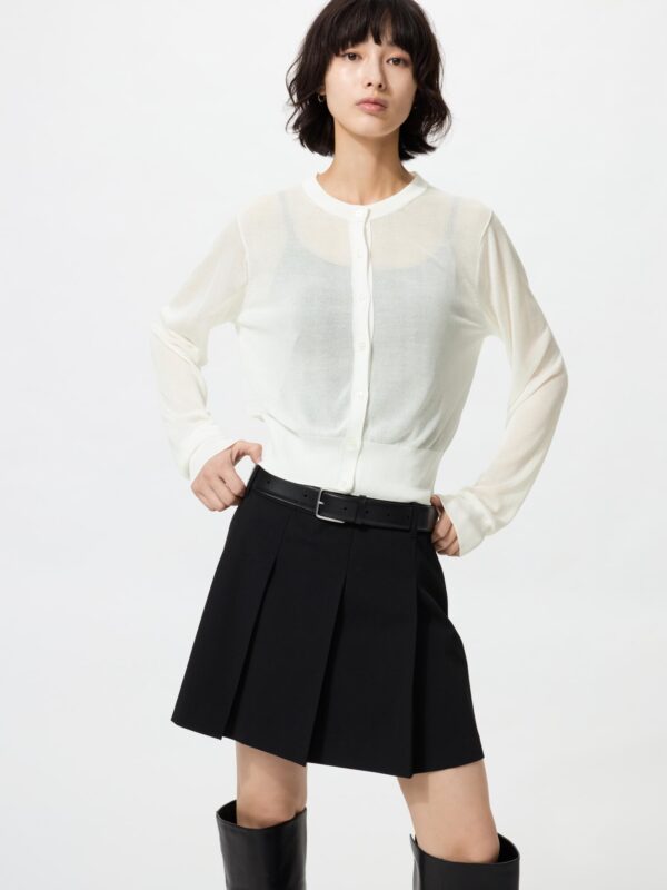 Прозрачный короткий кардиган с круглым вырезом