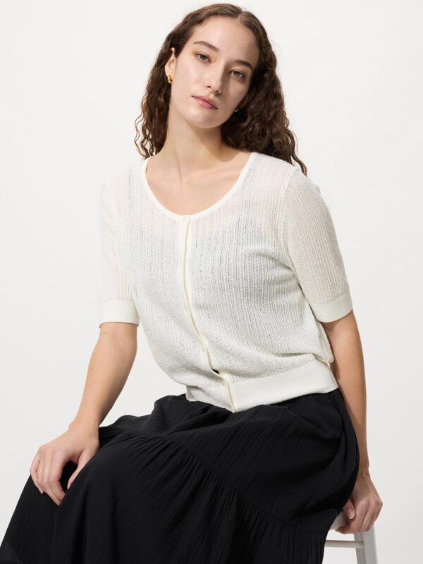 Кардиган из тонкого кружева с круглым вырезом