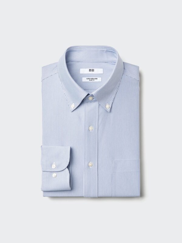 Супернеутюживаемая джерси-рубашка Slim с отложным воротником на пуговицах, в полоску