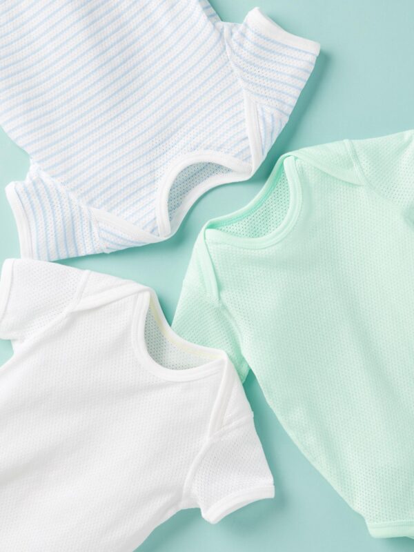 Футболка-боди из хлопковой сетки с коротким рукавом, однотонная/в полоску