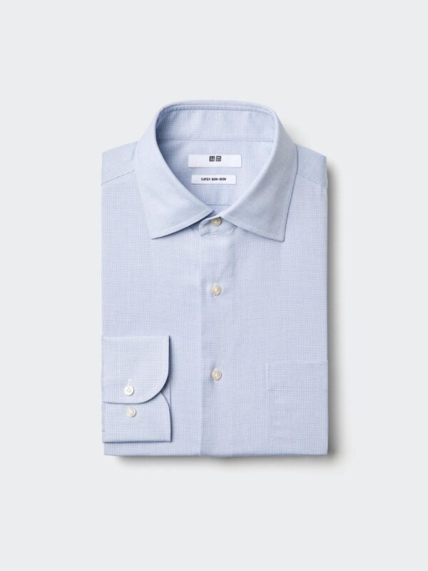 Супернемнущаяся рубашка в клетку (длинный рукав, полу-широкий воротник)