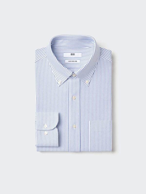 Футболка Super Non-Iron из джерси (с длинными рукавами, с воротником на пуговицах) в полоску A