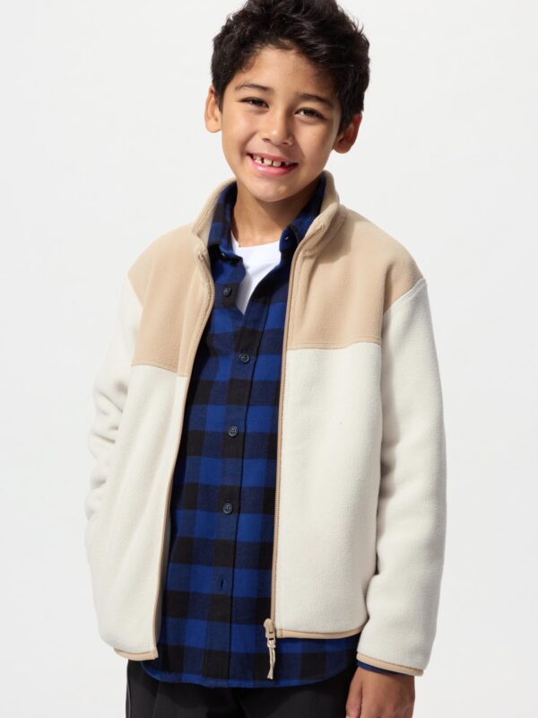 Детская флисовая куртка с капюшоном (цветные блоки)