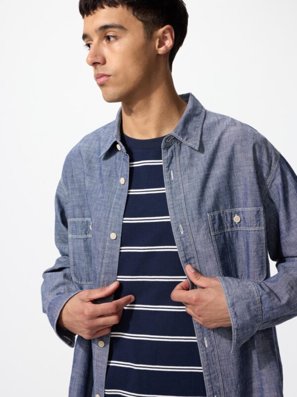 Рубашка из шамбрея с длинным рукавом