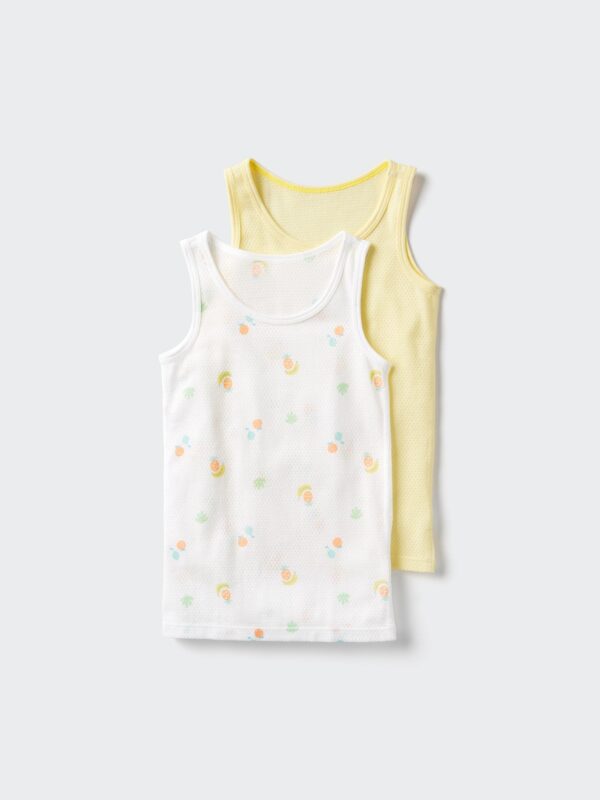 Хлопковый топ-майка в сеточку с принтом, 2 шт.