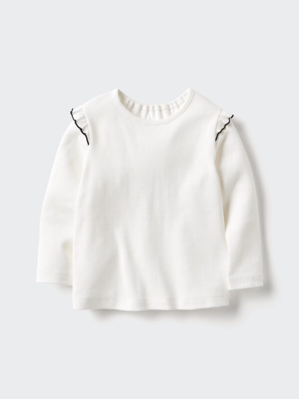 Футболка с круглым вырезом и оборками (длинный рукав)