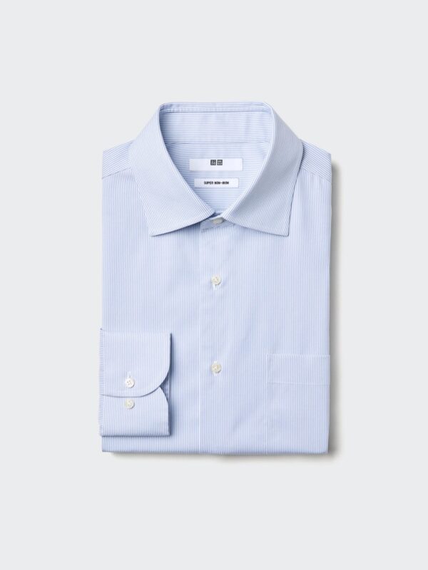 Рубашка суперне мнущаяся (длинный рукав, полуширокий воротник) в полоску