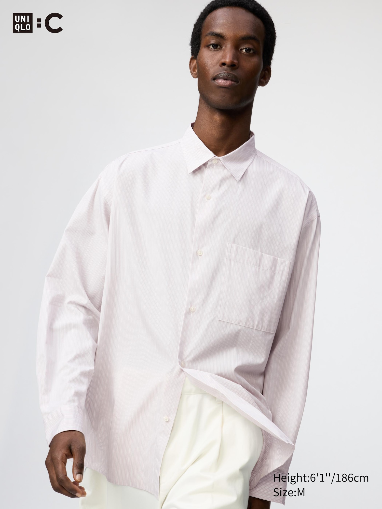 Широкая рубашка оверсайз из грубой ткани (с полосками) A