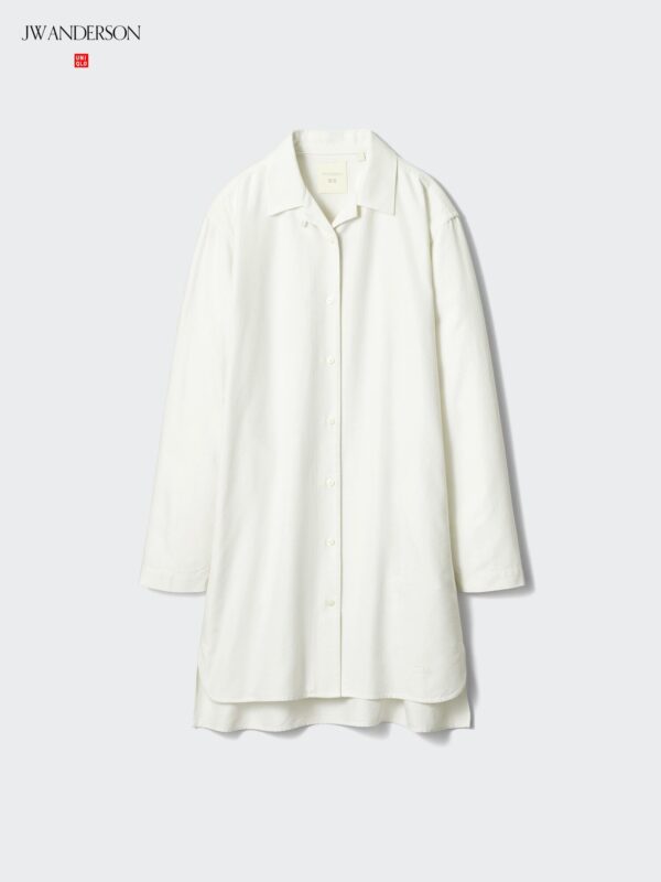 Платье-рубашка из оксфордской ткани с отложным воротником (длинный рукав)