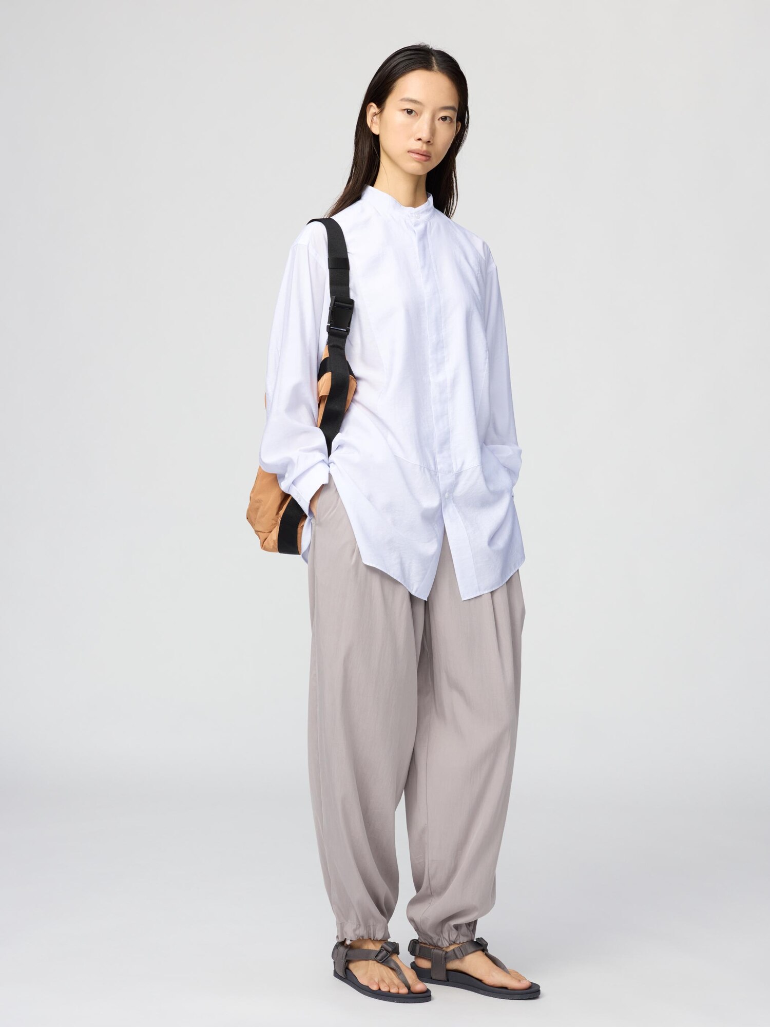 Рубашка с воротником-стойкой