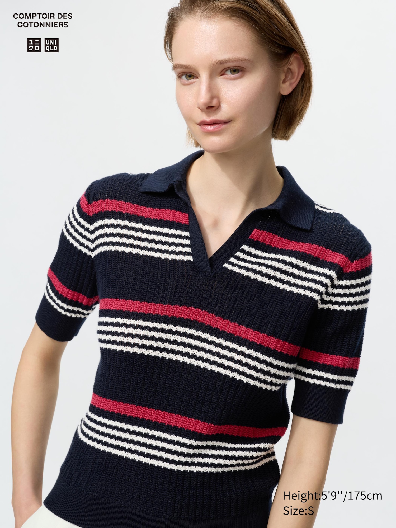 Хлопковый поло-свитер с воротником-стойкой (короткий рукав)