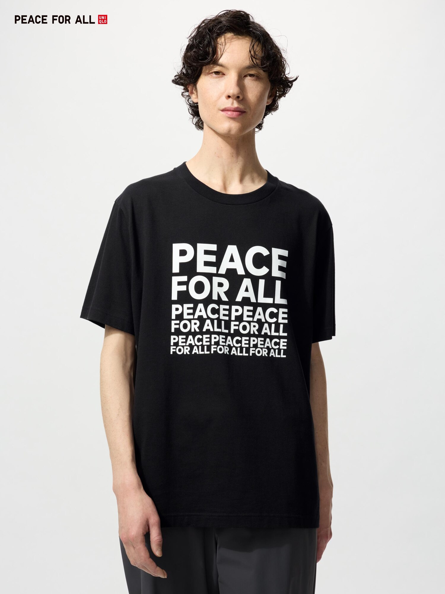 Футболка с графическим принтом PEACE FOR ALL (с коротким рукавом, прямой крой) Касивы Сато