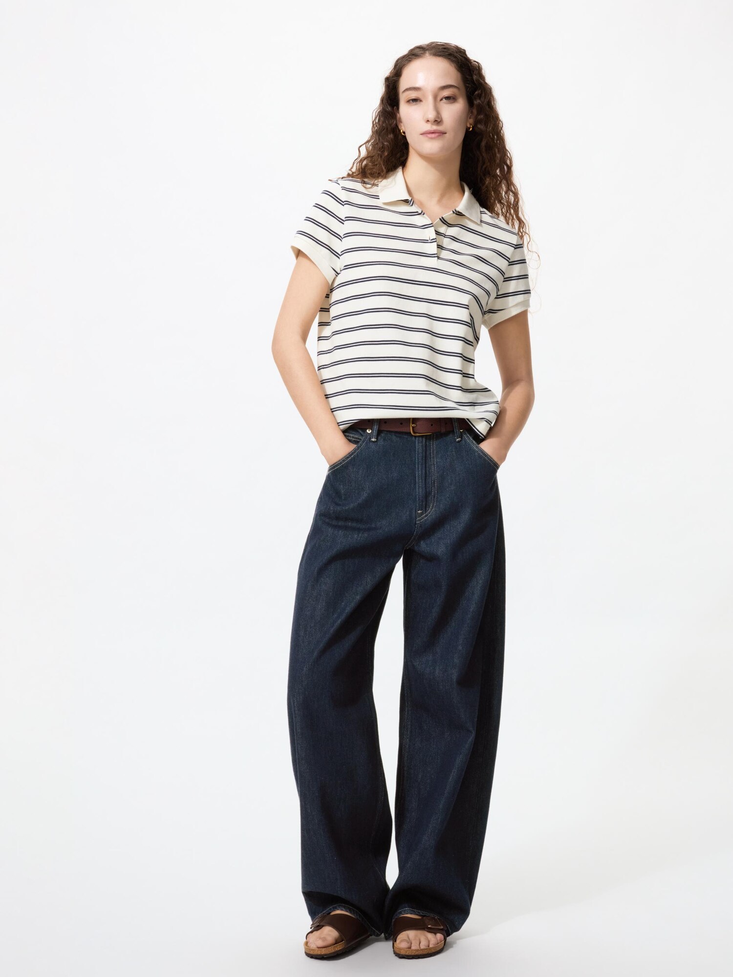 Мини-поло из пике в полоску B